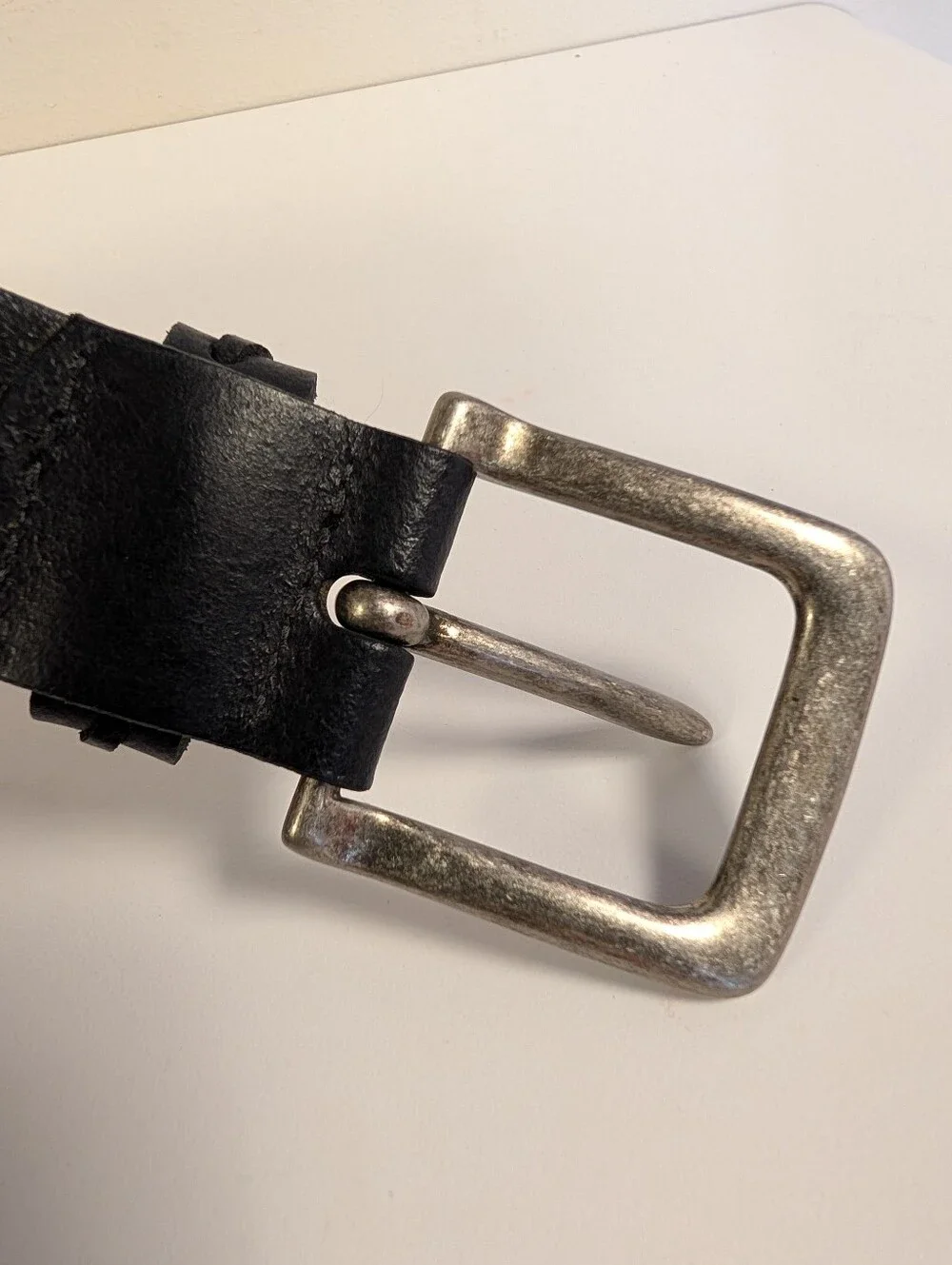 Levi's Black Genuine Italian Leather Whipstitch Belt 38 Rustic Casual